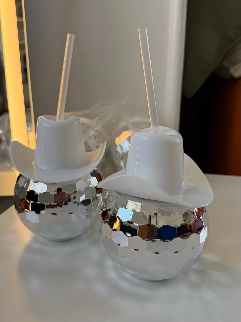 4 Disco Ball Cowboy Hat Drink Cup